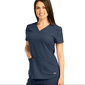 Grey’s Anatomy spandex stretch steel scrub set NWT
